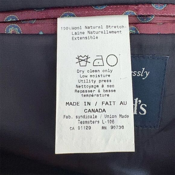 Ralph Lauren Men's Wool Navy Check Blazer Size 48 Classic Fit Business - Picture 7 of 8